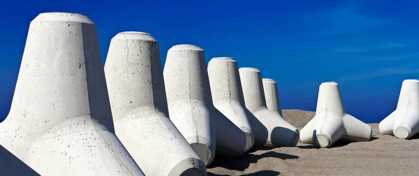Italy Sicily Messina Province Concrete Tetrapods Beach Port Construction — Stock Photo, Image