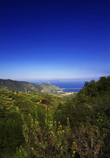 Italie Sicile Tindari Vue Sur Campagne Les Îles Éoliennes Arrière — Photo