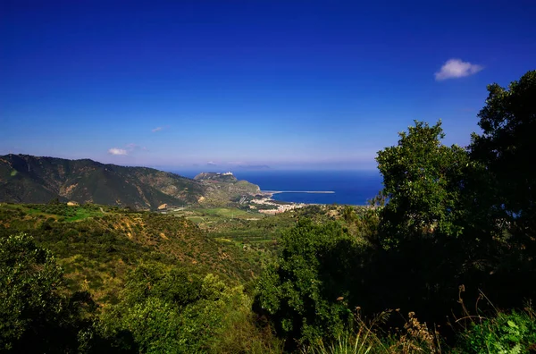 Italy Sicily Tindari View Countryside Aeolian Islands Far Background — Stock Photo, Image