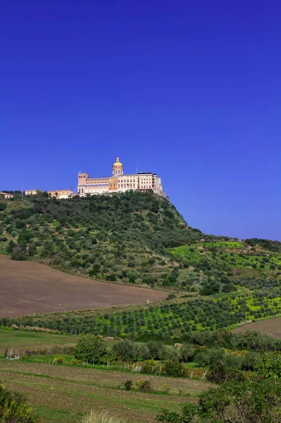 Италия Sicily Tindari View Sicilian Countryside Sanctuary Mary — стоковое фото