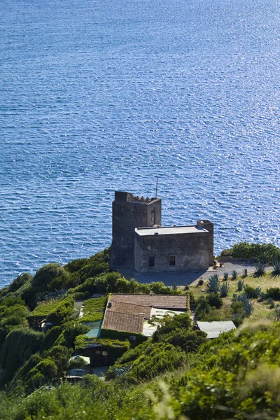 Italia Toscana Mar Tirreno Veduta Del Promontorio Talamone Vecchia Casa — Foto Stock