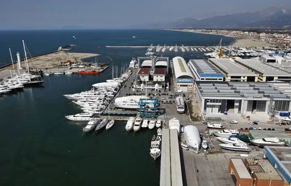 Italy Tuscany Viareggio Aerial View Luxury Yachts Port — Stock Photo, Image