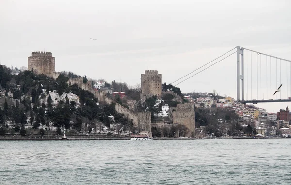 Turquia Istambul Fortaleza Rumeli Vista Canal Bósforo Construída Por Mehmet — Fotografia de Stock