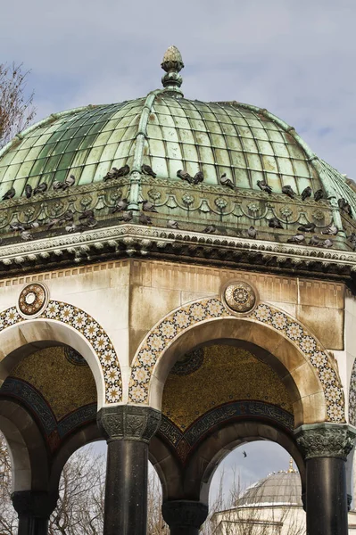 Turquie Istanbul Fontaine Allemande Wilhem Avec Neige — Photo