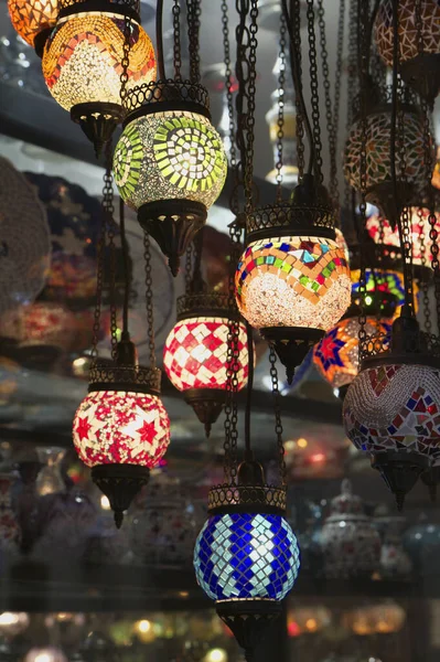 Turquía Estambul Gran Bazar Kapali Carsi Linternas Turcas Hechas Mano — Foto de Stock