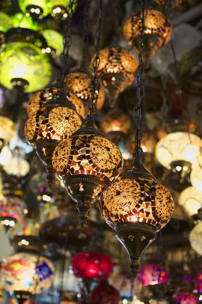 Törökország Isztambul Grand Bazaar Kapalicarsi Kézzel Készített Török Lámpák Eladó — Stock Fotó