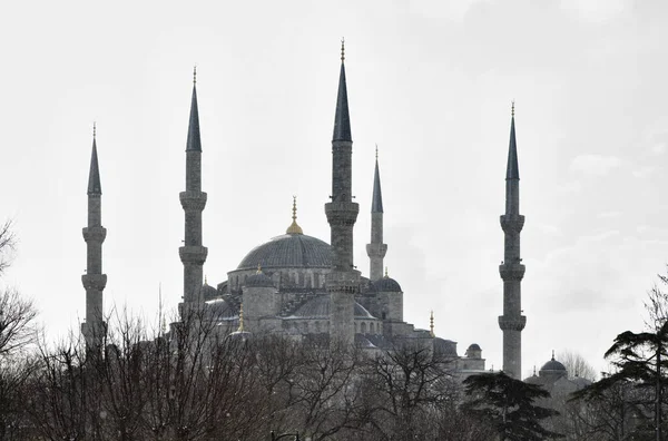 Τουρκία Κωνσταντινούπολη Αυτοκρατορικό Τζαμί Σουλταναχμέτ Επίσης Γνωστό Μπλε Τζαμί Ηλιοβασίλεμα — Φωτογραφία Αρχείου