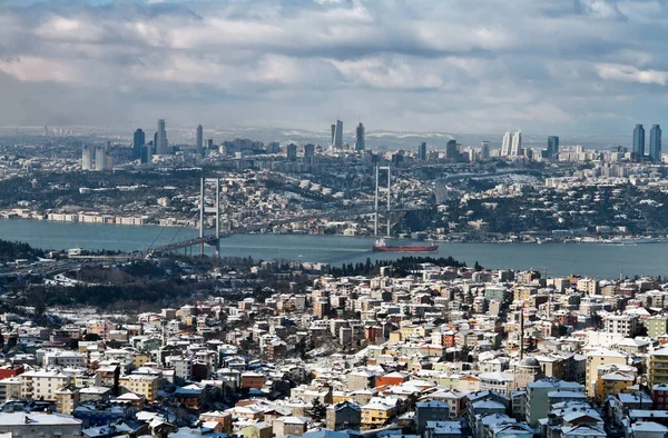 Турция Стамбул Панорамный Вид Город Пролив Босфор Босфорский Мост Азиатской — стоковое фото