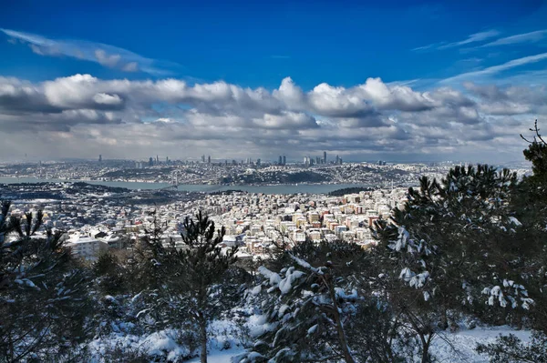 Turquía Estambul Vista Panorámica Ciudad Canal Del Bósforo Puente Del — Foto de Stock