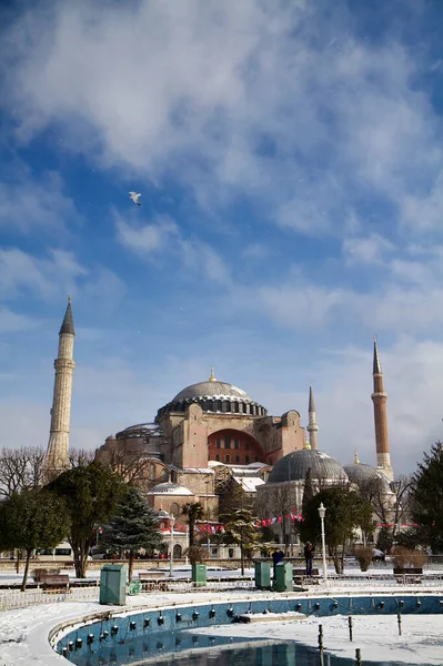 Törökország Isztambul Sophia Katedrális Havazás Közben Épült Században Nagy Costantine — Stock Fotó
