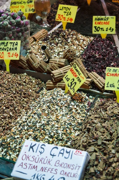 Turecko Istanbul Spice Bazaar Turecké Koření Čaje Prodej — Stock fotografie