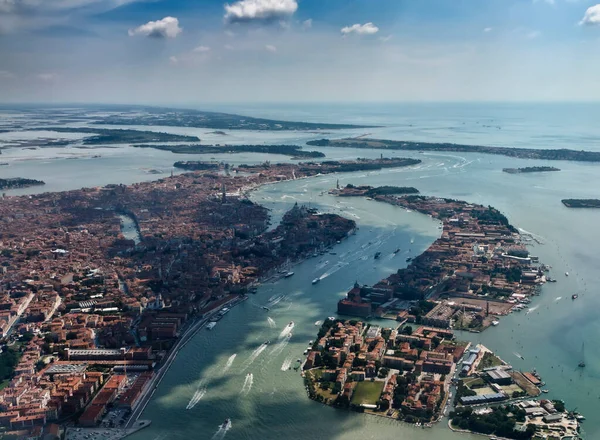 Italia Veneto Veduta Aerea Venezia Laguna Veneziana — Foto Stock