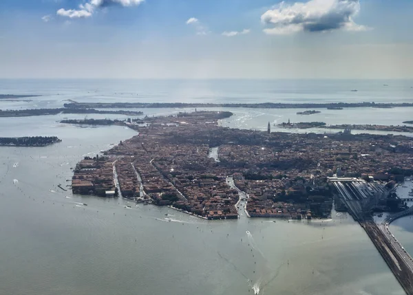 Italy Veneto Antenn Utsikt Över Venedig Och Venetianska Lagunen — Stockfoto