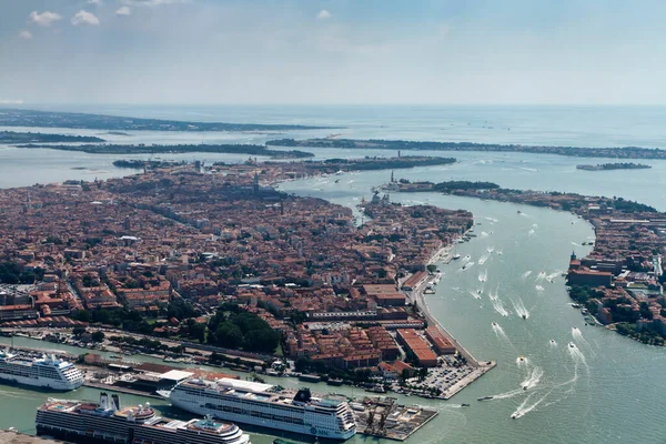 意大利 威尼斯 大运河和威尼斯泻湖的空中景观 — 图库照片