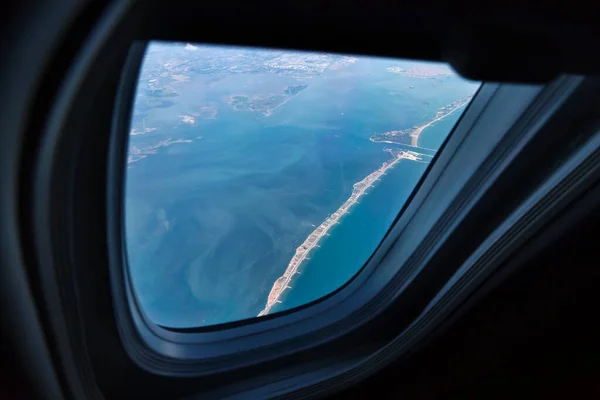 Italien Venetien Adria Lagune Von Venedig Aus Dem Flugzeugfenster Luftaufnahme — Stockfoto