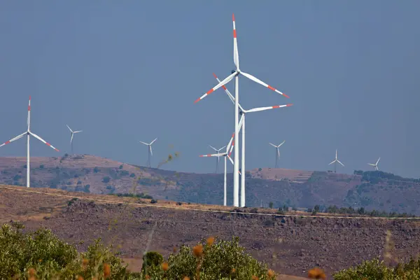 Italy Sicily Francofonte Catania Province Countryside Eolic Energy Turbines — Stock Photo, Image