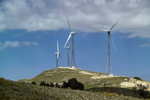 Italia Sicilia Francofonte Catania Provincia Campo Turbinas Energía Eólica — Foto de Stock