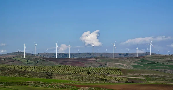 Italy Sicily Francofonte Catania Province Countryside Eolic Energy Turbines — Stock Photo, Image