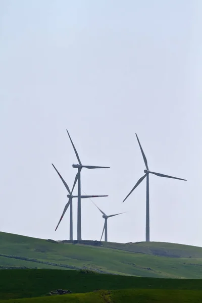 Italy Sicily Countryside Messina Eolic Energy Turbines — Stock Photo, Image