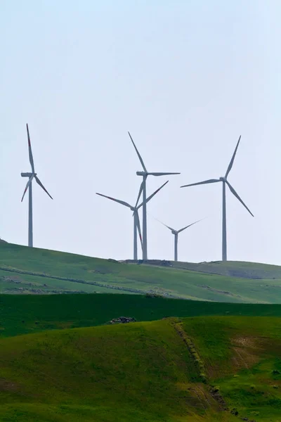 Italy Sicily Countryside Messina Eolic Energy Turbines — Stock Photo, Image