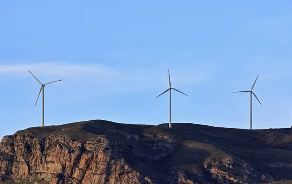 Italy Sicily Sicani Mounts Eolic Energy Turbines — Stock Photo, Image