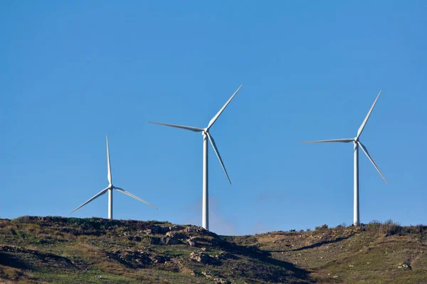 Italy Sicily Countryside Agrigento Eolic Energy Turbines — Stock Photo, Image