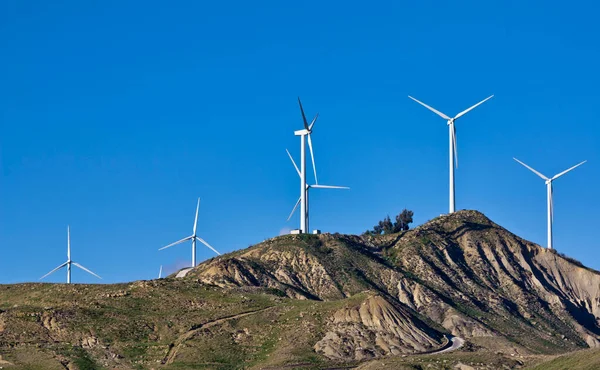 Italy Sicily Countryside Agrigento Eolic Energy Turbines — Stock Photo, Image