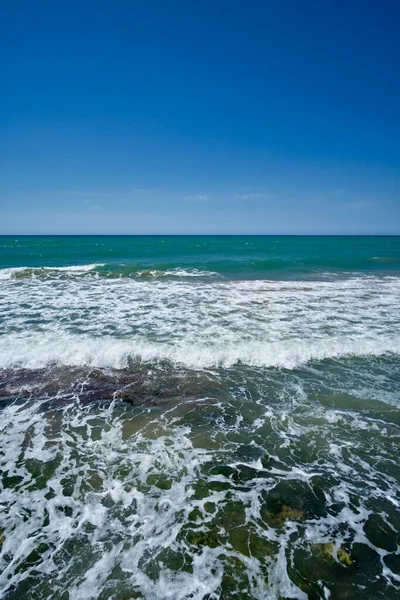 Italy Sicily Donnalucata Ragusa Province Rough Mediterranean Sea Seashore — Stock Photo, Image