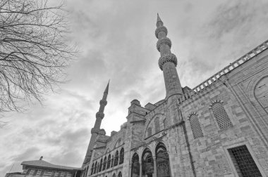 Türkiye, İstanbul, Sultanahmet İmparatorluk Camii 'nin (17. yüzyılda mimar Mehmet tarafından inşa edilen ve Mavi Cami olarak da bilinen) manzarası)