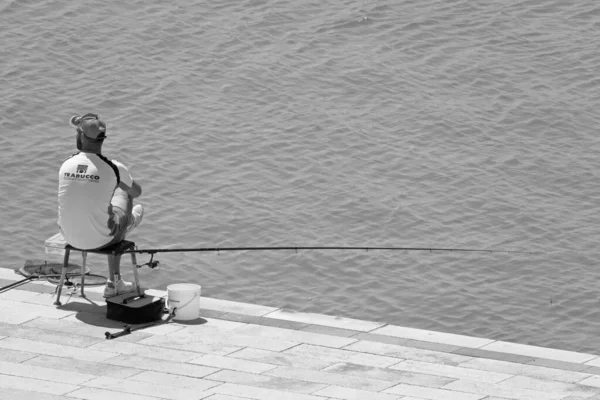 Italy Sicily Marina Ragusa Ragusa Province June 2021 Sport Fisherman — Stock Photo, Image