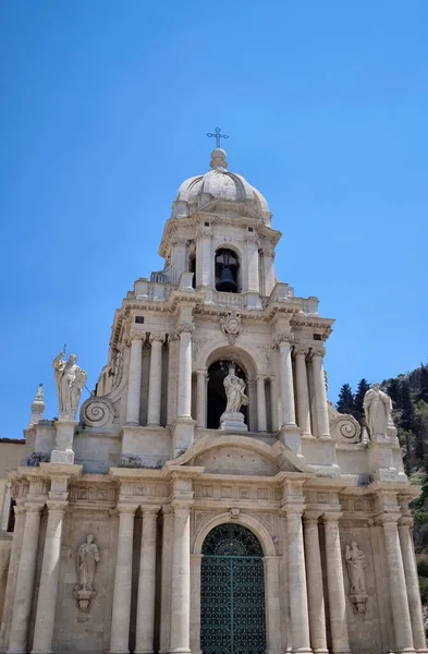 Italy Sicily Scicli Ragusa Province Bartolomeo Church Baroque Facade Bell — стоковое фото