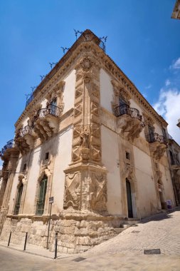 İtalya, Sicilya, Scicli (Ragusa ili), Barok Beneventano Sarayı (18. yüzyıl A.C..)