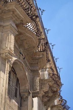İtalya, Sicilya, Scicli (Ragusa ili), barok binaların ön cepheleri
