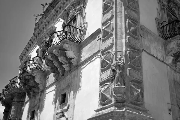 Italy Sicily Scicli Ragusa Province Baroque Beneventano Palace Facade Ornamental — 스톡 사진