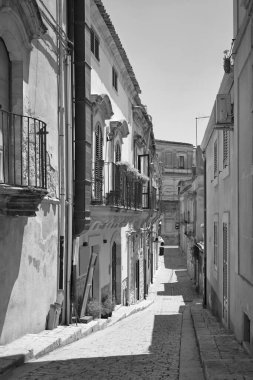 İtalya, Sicilya, Scicli (Ragusa ili), bir merkez caddedeki barok binaların cepheleri