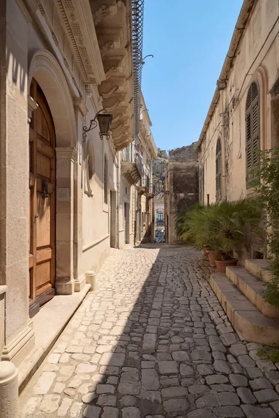 Italy Sicily Scicli Ragusa Province Facades Baroque Buildings Central Stone — Stock Photo, Image