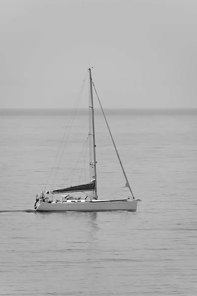 Italy Sicily Sailboat Cruising Sicily Channel —  Fotos de Stock