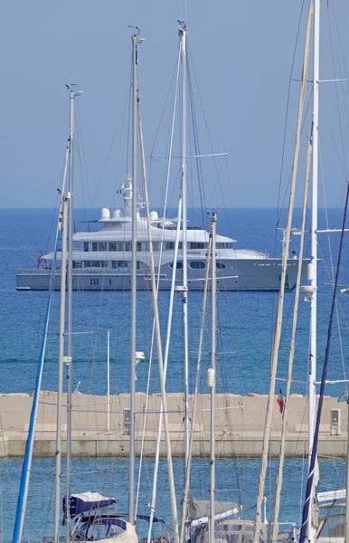 Italien Sizilien Mittelmeer Marina Ragusa Provinz Ragusa August 2021 Segelbootmasten — Stockfoto