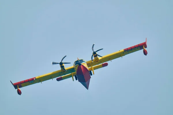 Italia Sicilia Marina Ragusa Provincia Ragusa Avión Bomberos Canadair Volador — Foto de Stock