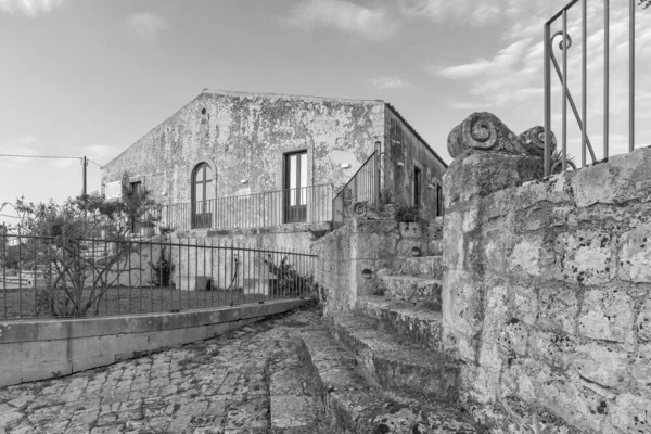 Italia Sicilia Provincia Ragusa Campagna Elegante Casa Colonica Privata Vista — Foto Stock