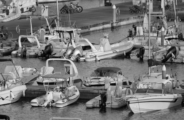 Italien Sizilien Mittelmeer Marina Ragusa Provinz Ragusa August 2021 Motorboote — Stockfoto