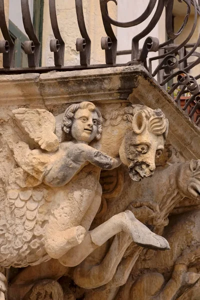 Itália Sicília Scicli Província Ragusa Unesco Barroco Fava Palace Fachada — Fotografia de Stock