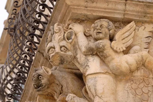 Itálie Sicílie Scicli Provincie Ragusa Fasáda Barokního Paláce Fava Unesco — Stock fotografie