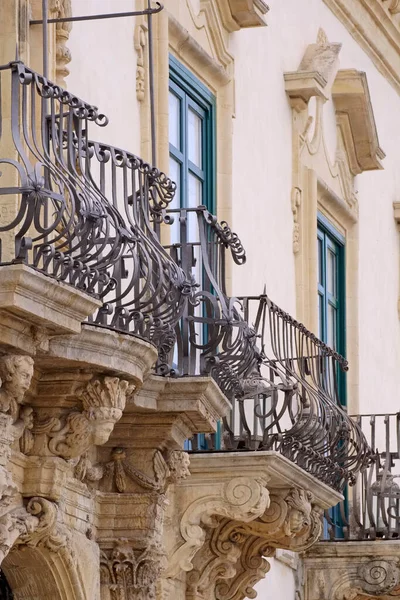 Italië Sicilië Scicli Provincie Ragusa Unesco Barokke Fava Paleis Gevel — Stockfoto