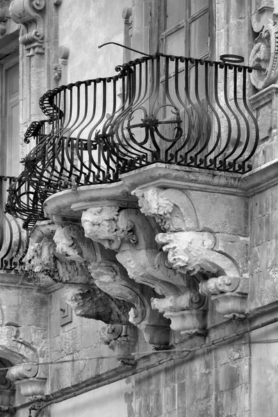 Italy Sicily Scicli Ragusa Province Baroque Beneventano Palace Facade Ornamental — Stock Photo, Image