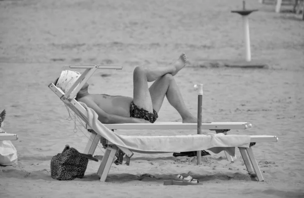 Italie Sicile Mer Méditerranée Marina Ragusa Province Raguse Homme Relaxant — Photo