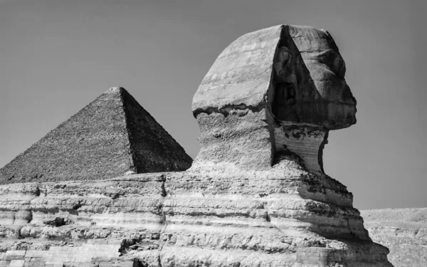 Esfinge y pirámide de Keops — Foto de Stock