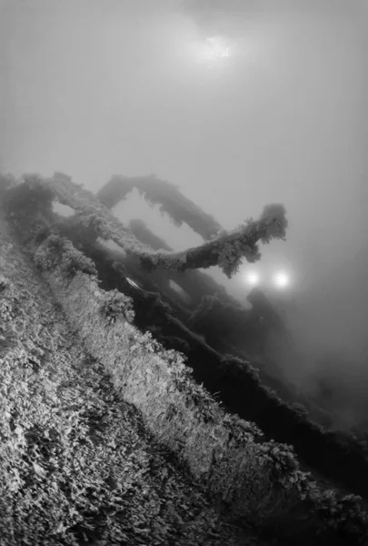 Wreck diving, sunken ship wreck — Stock Photo, Image