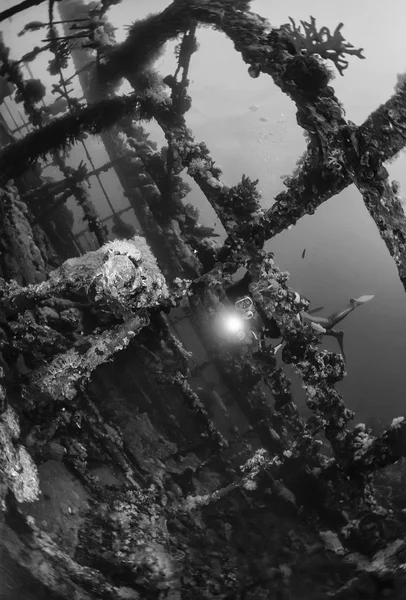 大破のダイビング、難破船ウンブリア — ストック写真