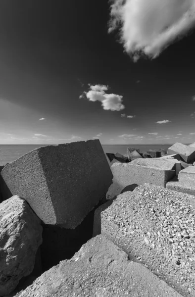 Concrete blocks outside the port — Stock Photo, Image